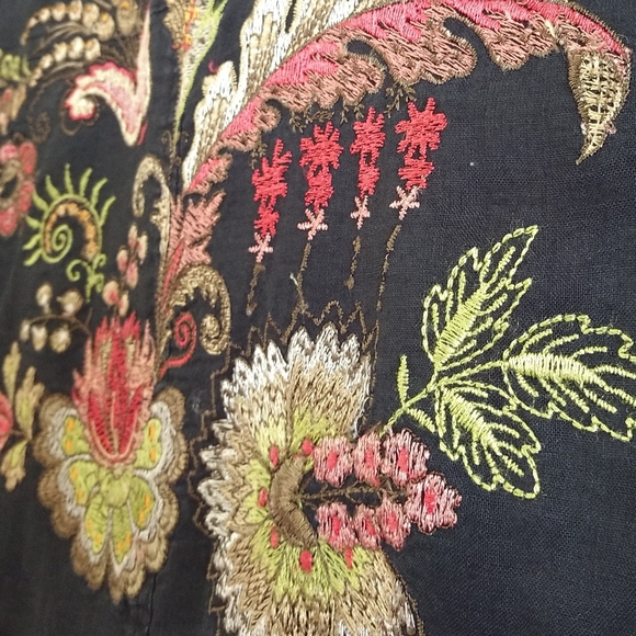 NY CITY DESIGN Sz 2X Ramie Embroidery Shirt Jacket - Picture 11 of 14